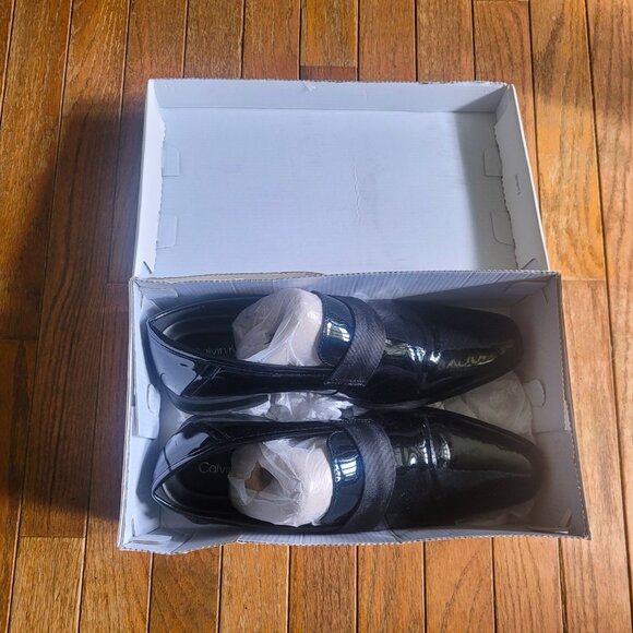 NIB Calvin Klein Black Patent Leather Bernard Loafer, sz 9 - Picture 8 of 9
